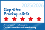 Logo zum Nachweis der geprüften Praxisqualität von Alchimedus® – Initiative für Qualität in der Unternehmensführung